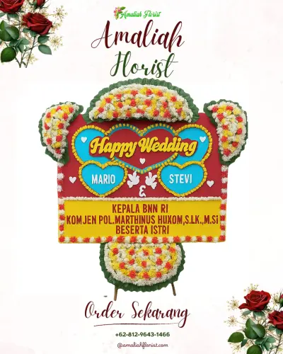 Karangan Papan Bunga Pernikahan di Oepura